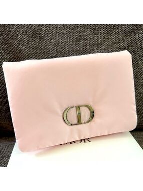 Dior Beauty Pink Puffy Logo Clutch Make Up Bag Pouch Authentic New